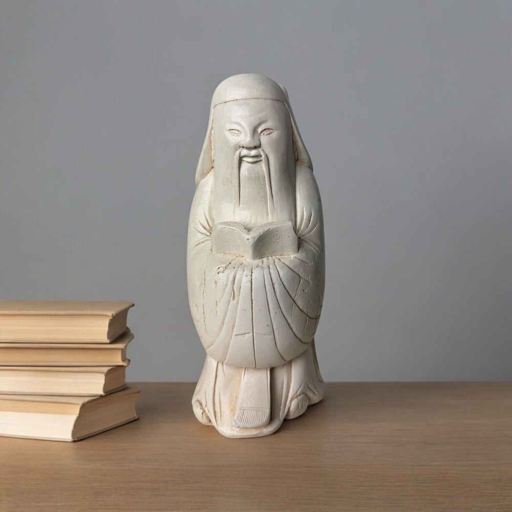 Austin Prod. Inc 1975‎ Confucius Statue  Sculpture Hardstone Chinese Carving 7"